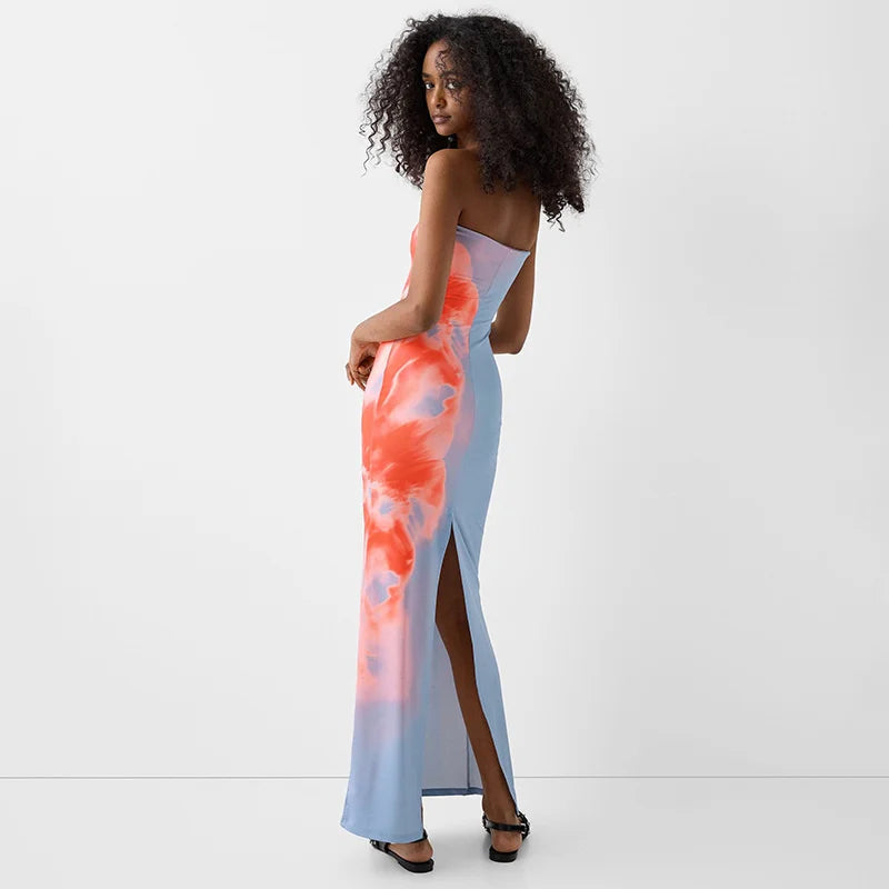 Strapless Stretch Beach Floral Dress - View 3 | VelvetHem