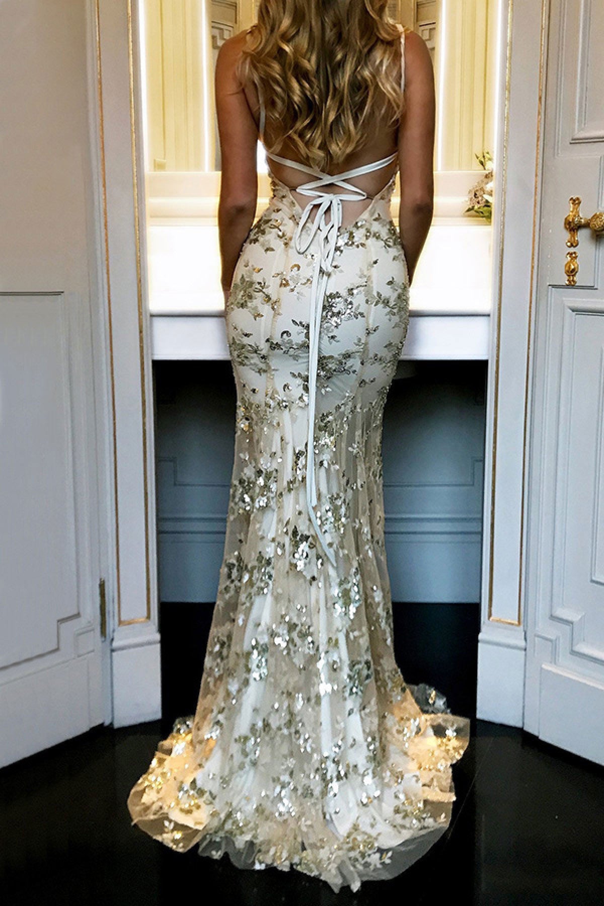 Sexy Silver Mermaid Sparkly Prom Dress - Fashionpara