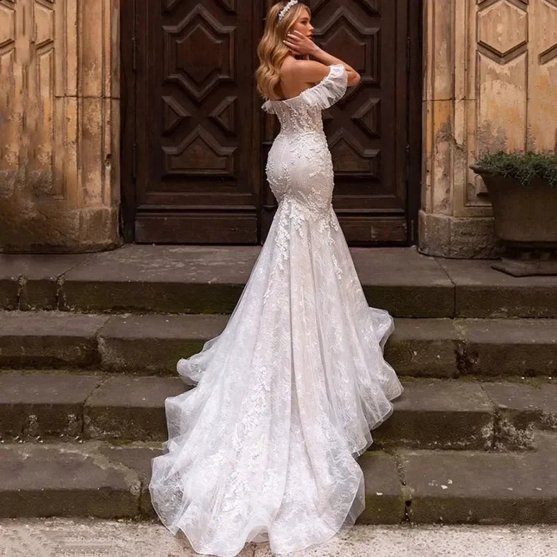 Sexy Off The Shoulder Mermaid Vestidos De Novia Appliques Vestido De Noiva Sweetheart Wedding Dresses Lace Robe De Mariée (ZD14064)