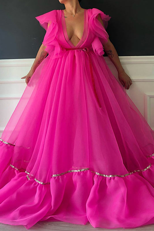 Sexy Fuchsia Prom Dress Ball Gown - Fashionpara