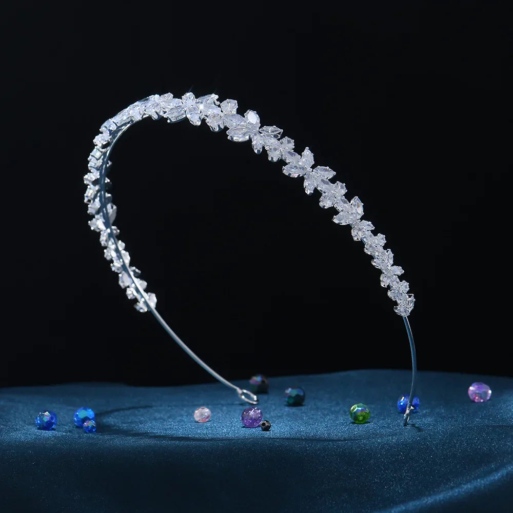 Bridal Hair Jewelry Zirconia Crystal Tiaras Crowns Headband Girl Brides Dinner Party Birthday Gift Headpiece Wedding Accessories b silver color