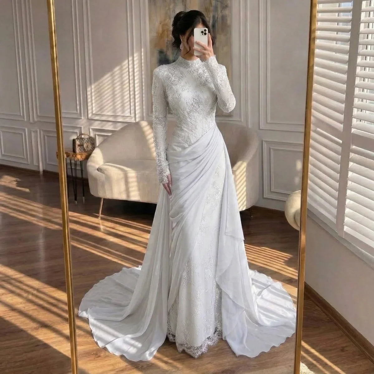 Zapdress Customized Wine Red Mermaid Evening Dresses with Wrap Skirt High-End Lace Formal Party Gowns for Women (ZD17283) - View 9 | VelvetHem