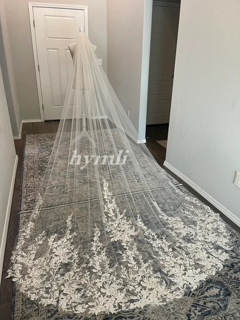 Cathedral Veil Lace with sequins Wedding Veil Cathedral Length 118" Bridal Veil