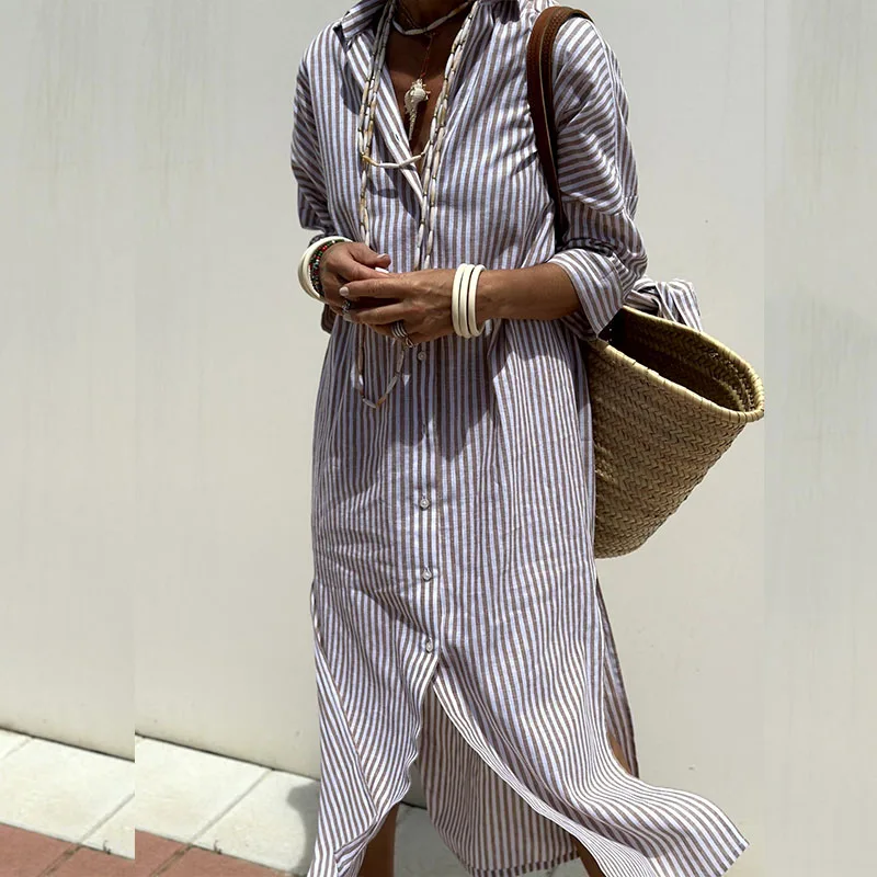 Bárbara Statement Striped Blouse Dress Evening Wear Edit