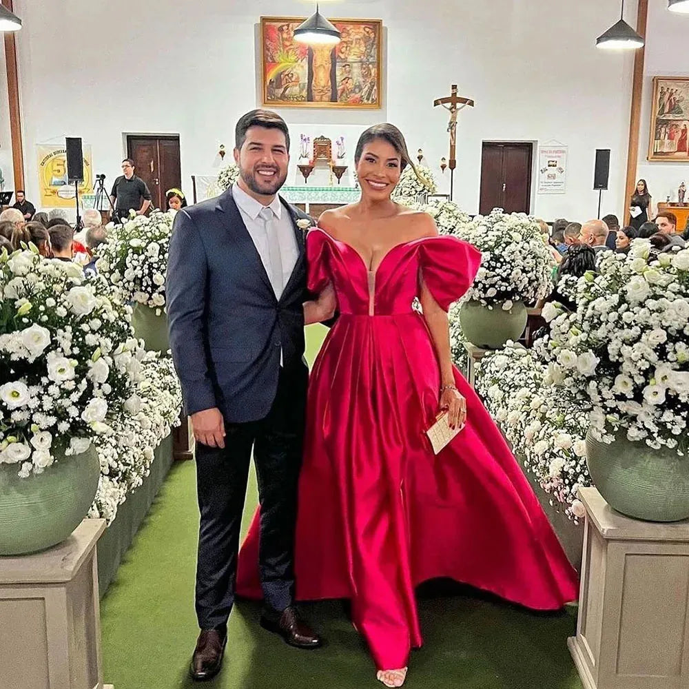 Mermaid Satin Charming Prom Dresses Off The Shoulder Pleats Party Dress With Draped Train Celebrity Dress Gala Gown