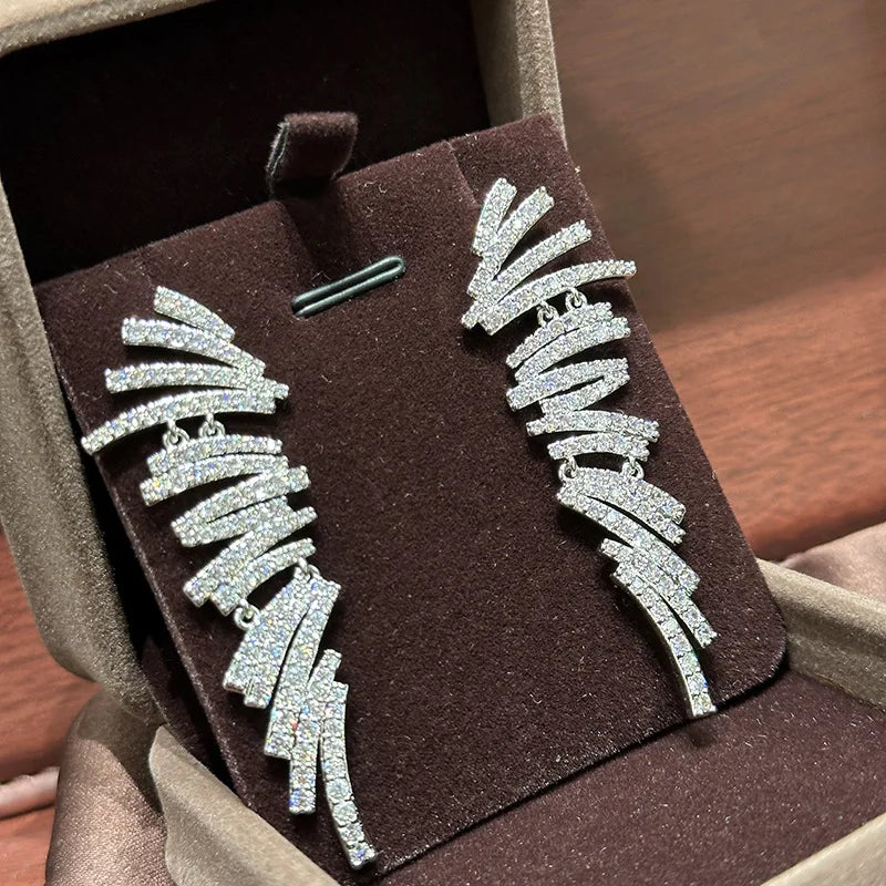 Luxury AAA Zircon Bridal Earrings Long Cubic Zirconia Wedding Earring Brides Accessories Birthday Gifts Jewelry - View 2 | FashionDia