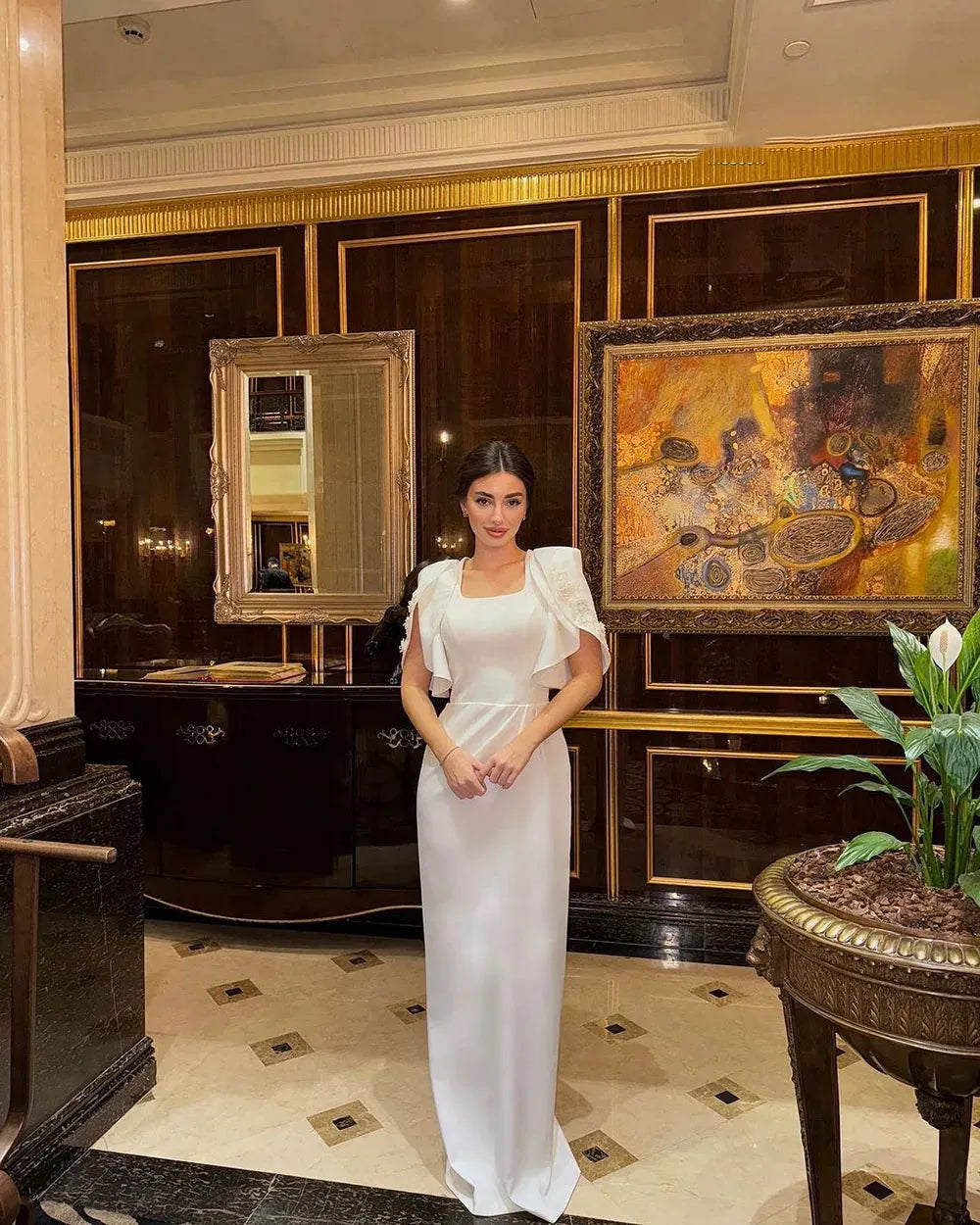 Elegant Prom Dresses Cap Sleeves Beading Square Necking Mermaid Evening Dress For Special Evens Women Gown