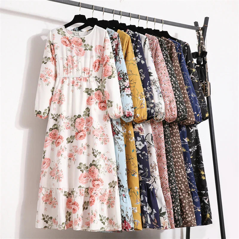 Erin Aesthetic Floral Long Dress for Summer Premium Wardrobe Essential