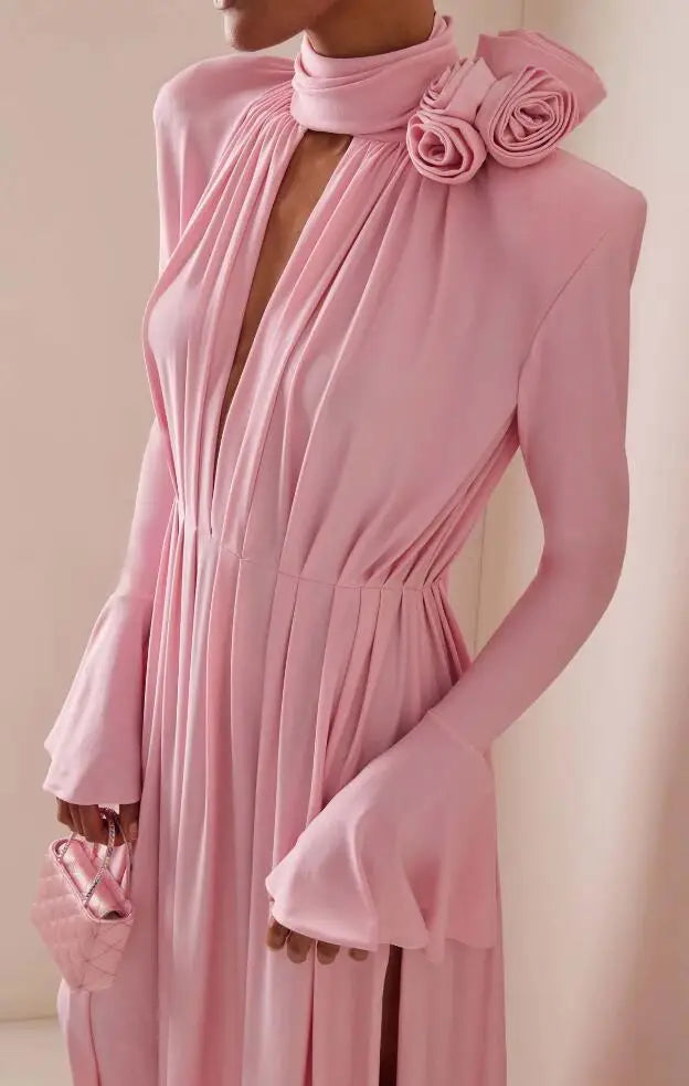 Hollow Flower Long Sleeve Maxi Dress - View 2 | VelvetHem