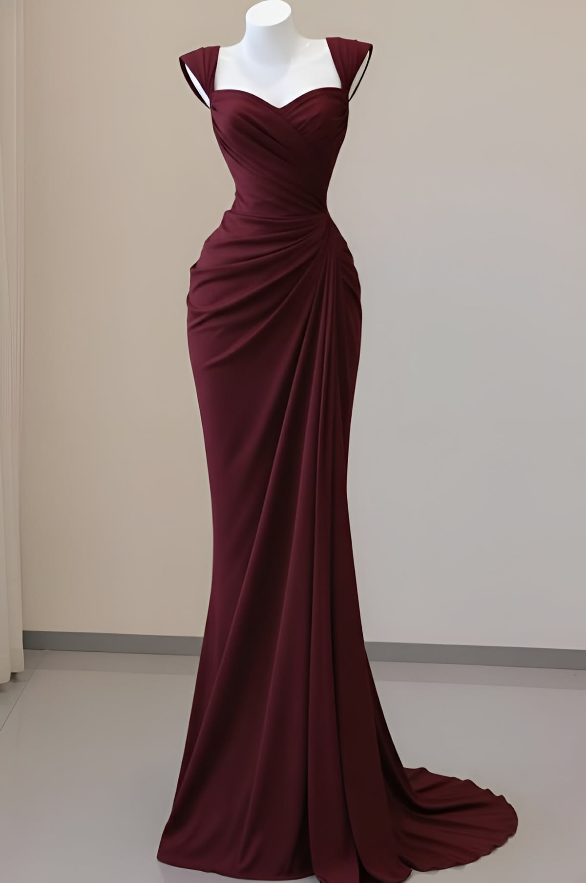 Sheath Burgundy Evening Dress Mermaid Formal Prom Dress