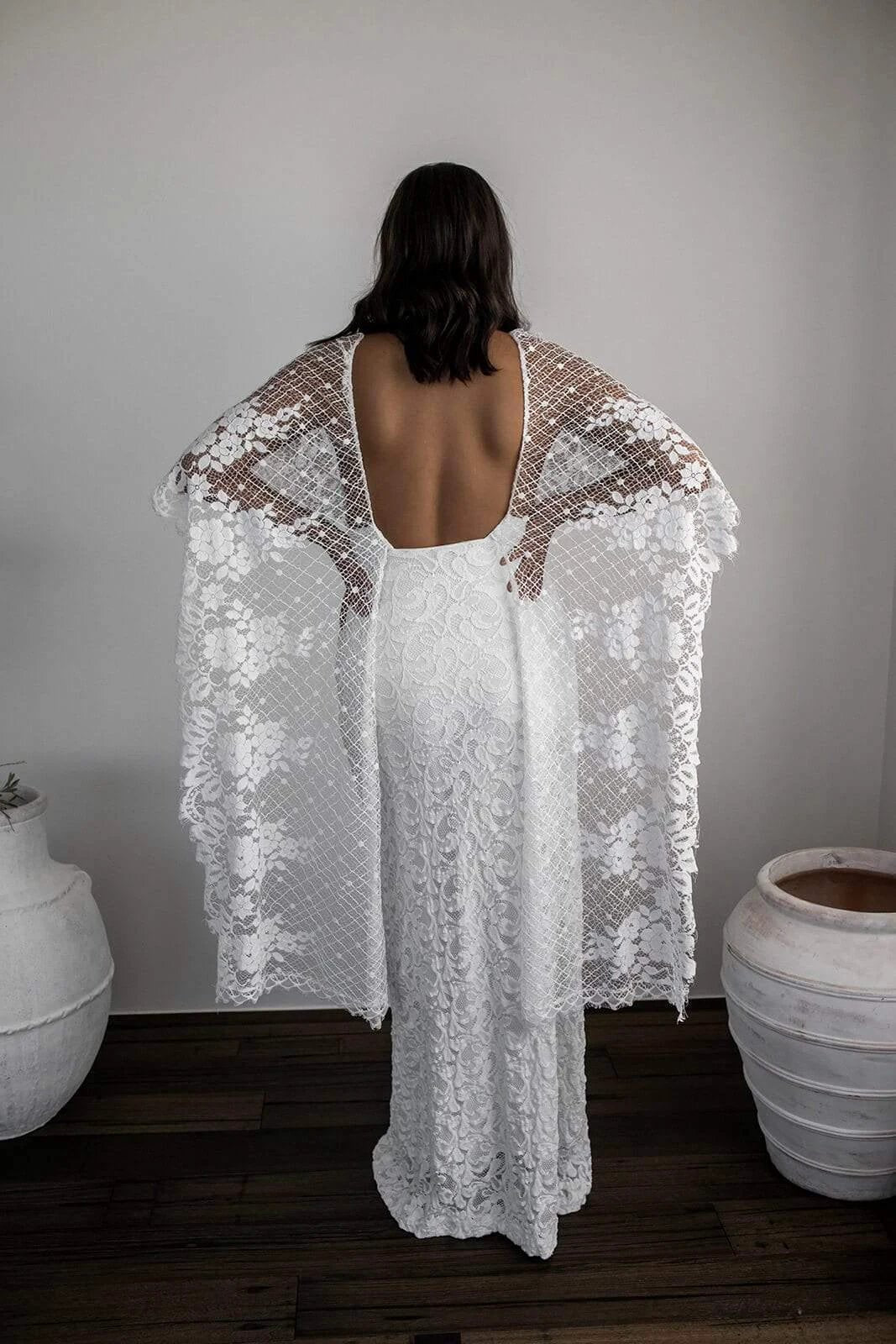 Sheath Scoop Backless Lace Wedding Dress with Split Wraps (ZD16047) - View 8 | VelvetHem