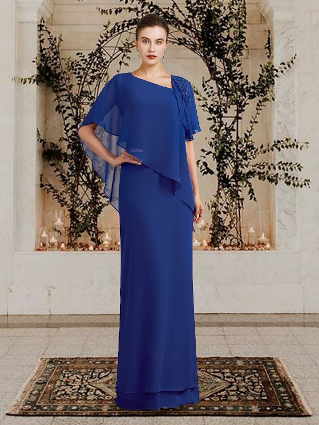 Sheath/Column Bateau Neck Floor-Length Mother of the Bride Dresses - View 3 | FashionDia