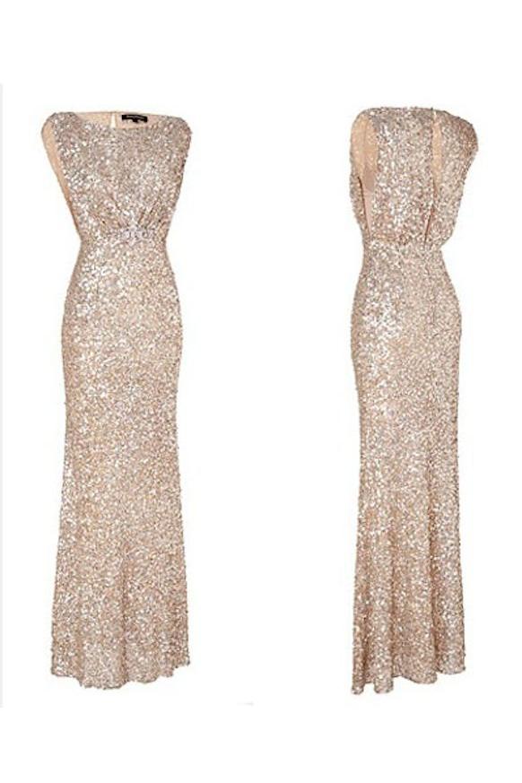 Simple Mermaid Floor Length Bridesmaid Dresses Sequined Popular Plus Size Wedding Party Dresses