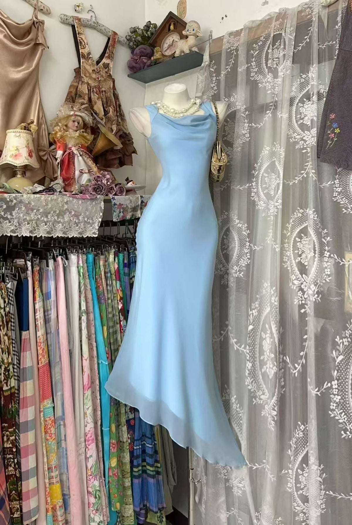 Sky Blue Mermaid Birthday Dress Retro Homecoming Dress