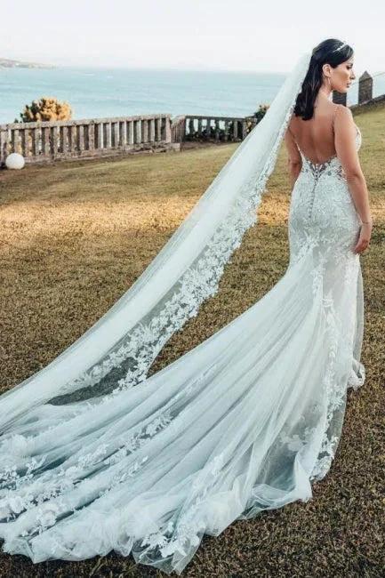 Sleeveless V-Neck Tulle Floor-Length Wedding Dress Lace (ZD15722)