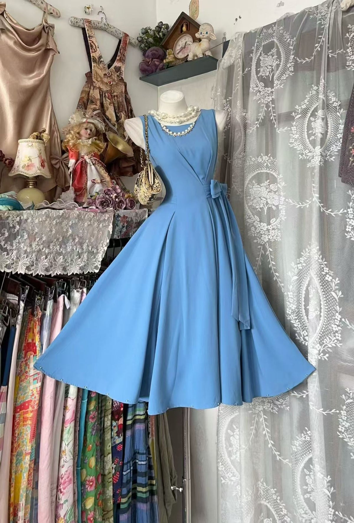 Sleeveless A-Line Blue Homecoming Dress Short Birthday Dress