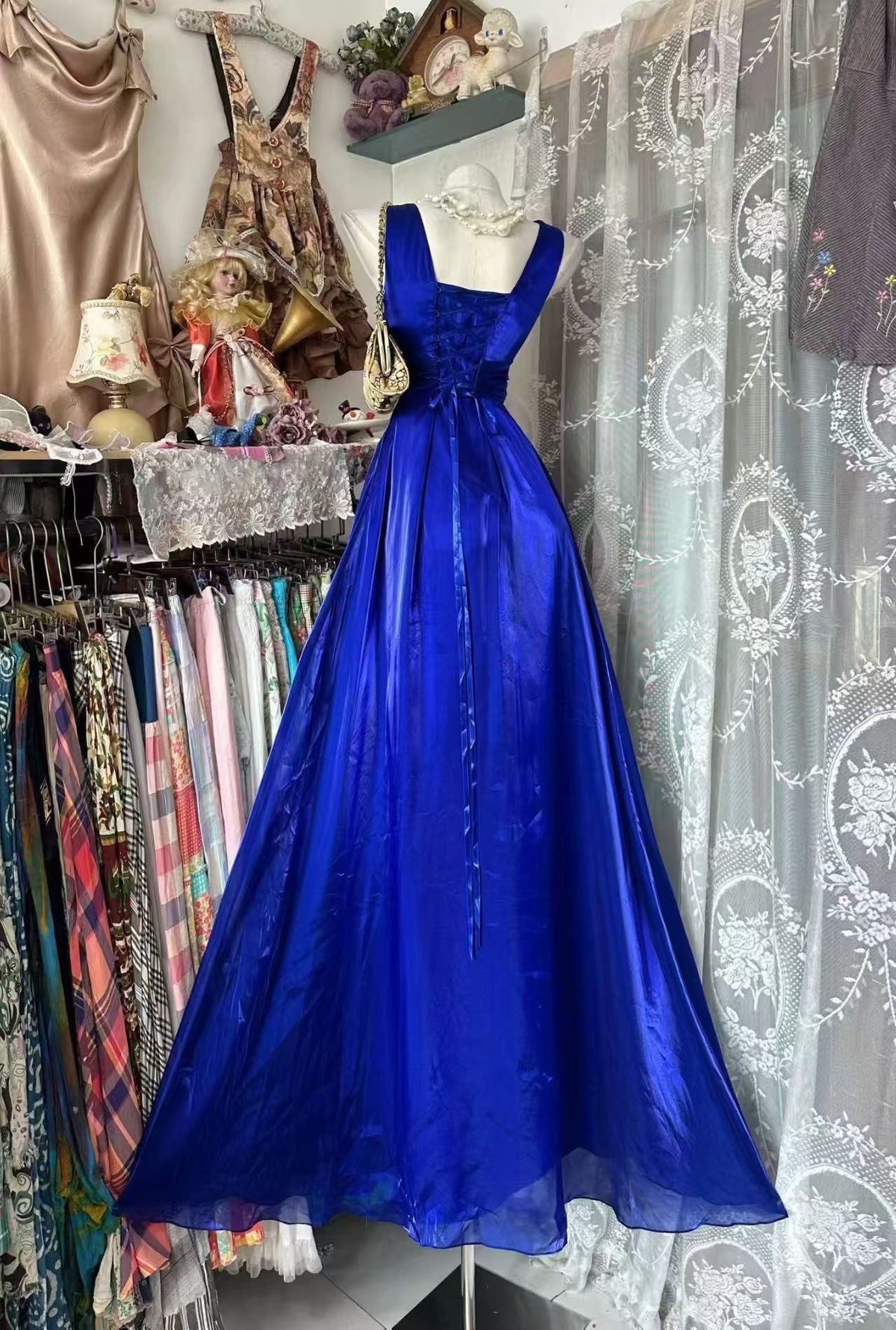 Sleeveless A Line Royal Blue Prom Dress Formal Evening Dress J10526