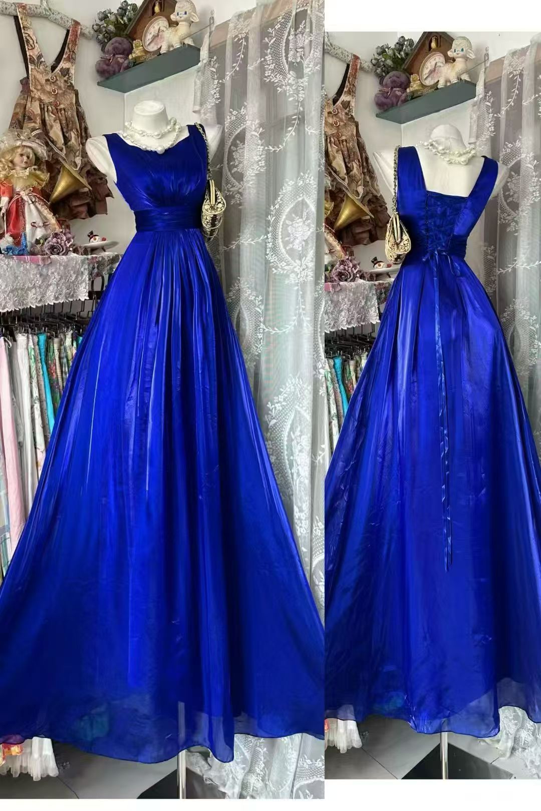 Sleeveless A Line Royal Blue Prom Dress Formal Evening Dress J10526