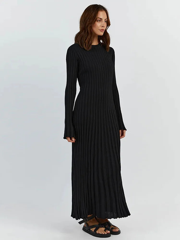 White Pleated Long Robes Summer Lady Office Maxi Dress