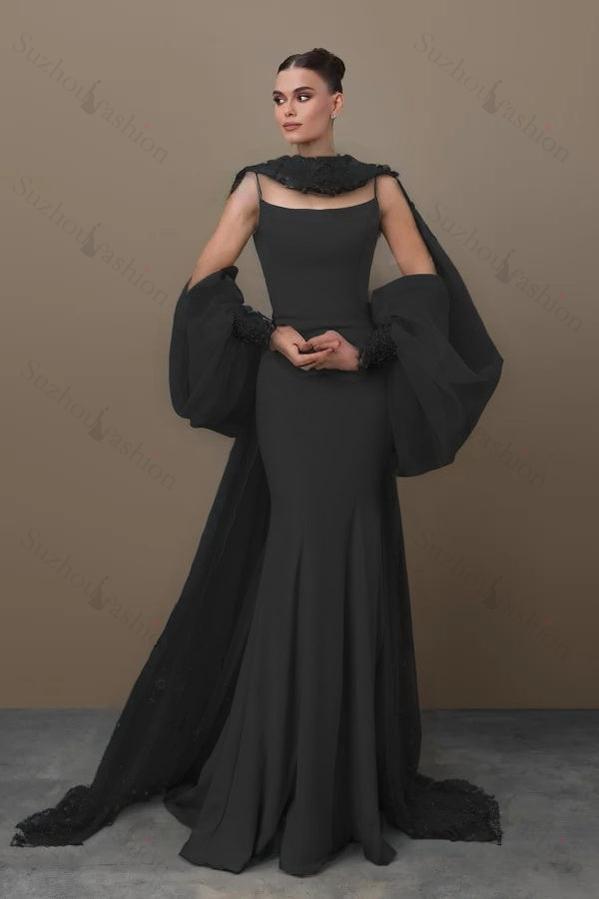 Spaghetti Strap Sleeveless Long Mermaid Evening Formal Dress With Sequined