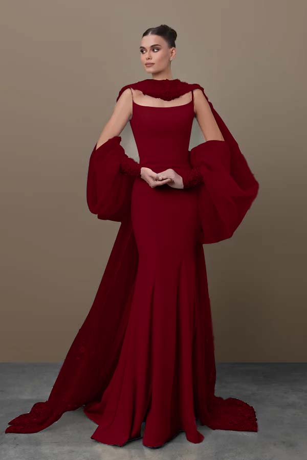 Spaghetti Strap Sleeveless Long Mermaid Evening Formal Dress With Sequined
