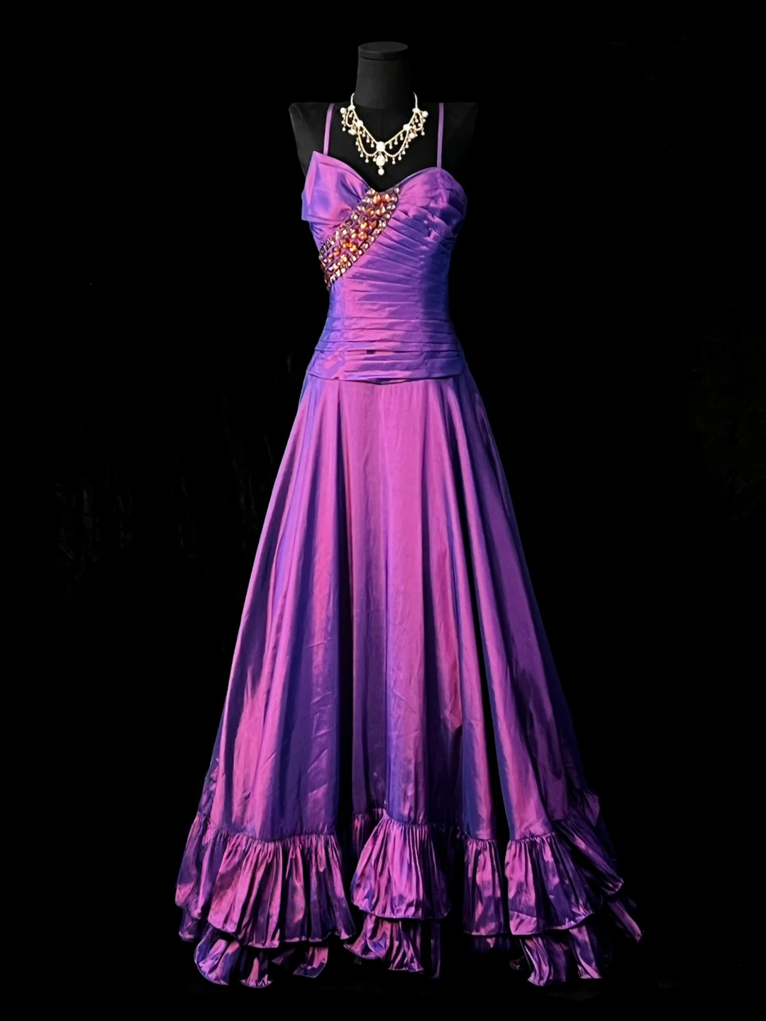 Spaghetti Strap A Line Purple Prom Dress J10141