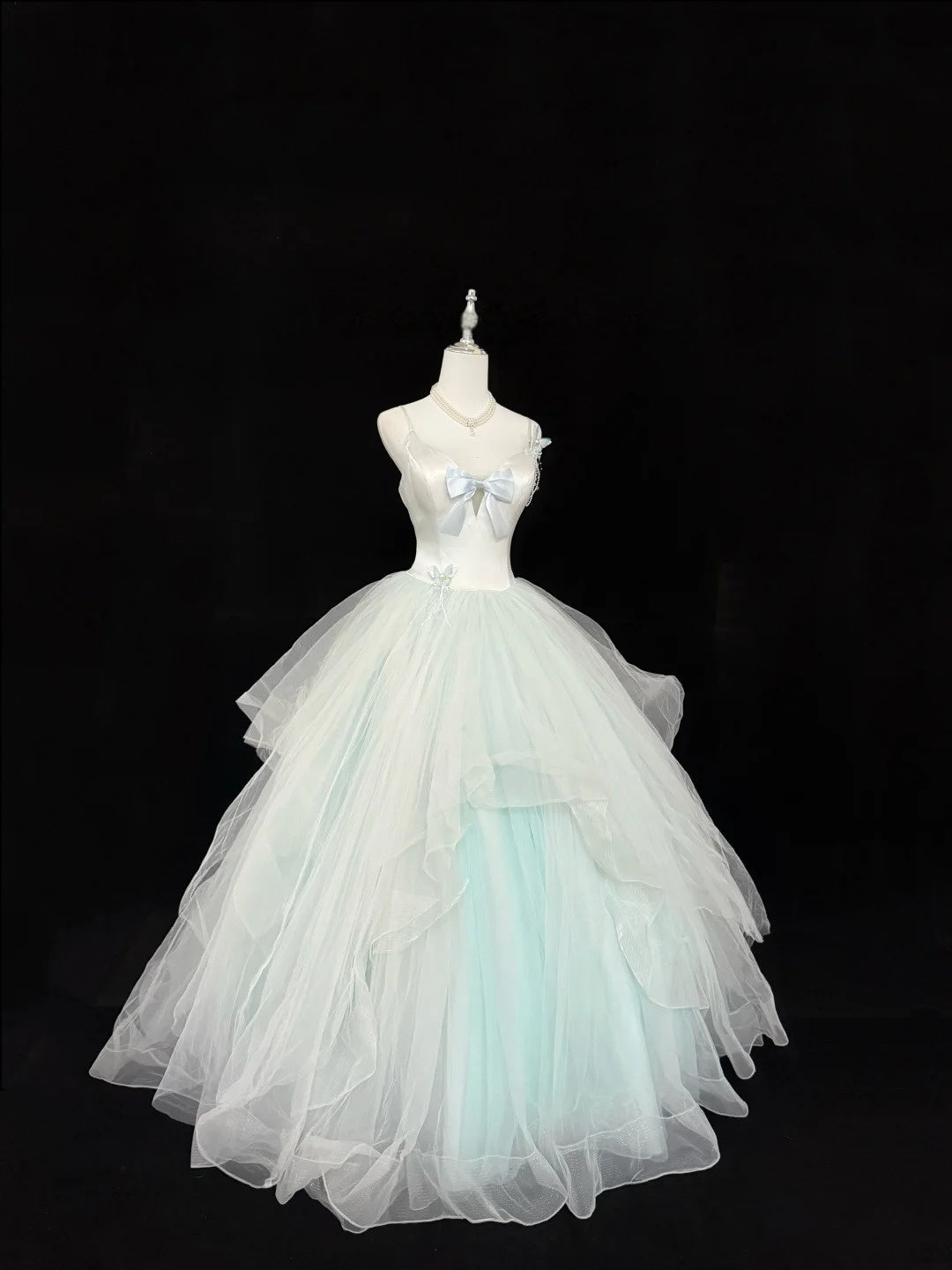 Spaghetti Strap A Line Tulle Prom Dress Sweet Birthday Gown J10188