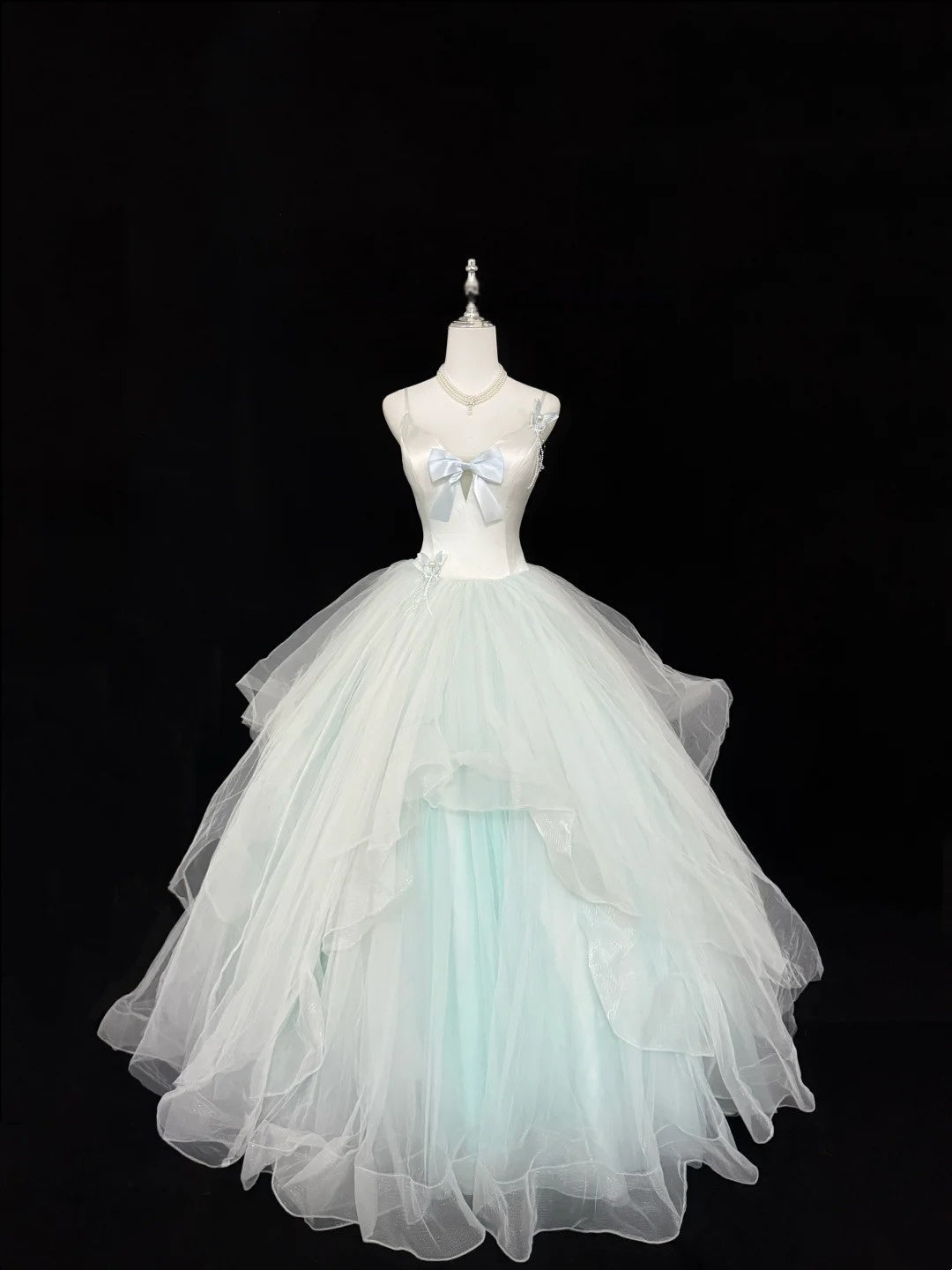 Spaghetti Strap A Line Tulle Prom Dress Sweet Birthday Gown J10188