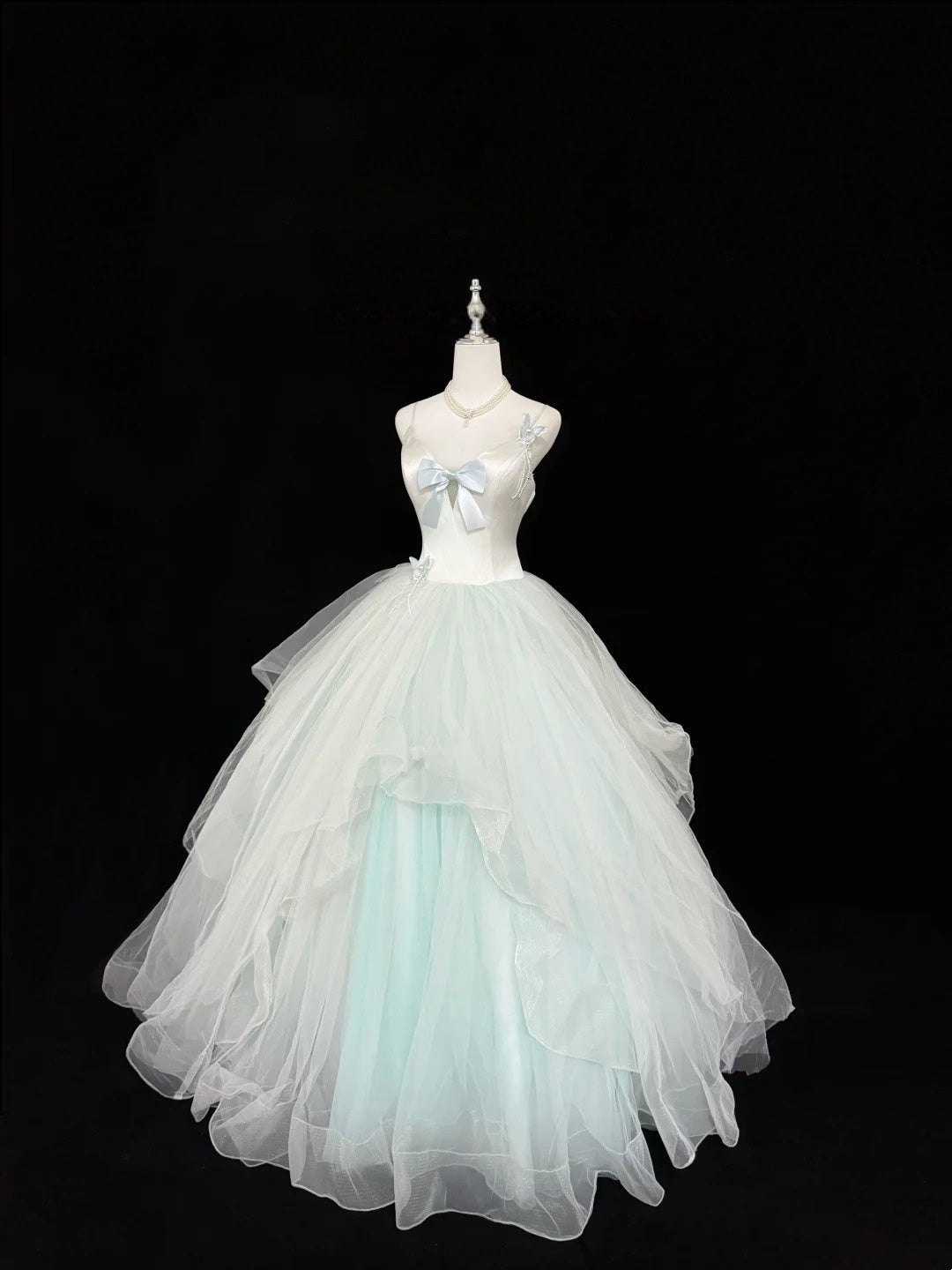 Spaghetti Strap A Line Tulle Prom Dress Sweet Birthday Gown J10188