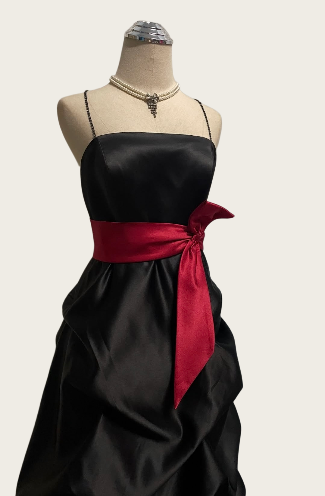 Spaghetti Strap Black Satin Prom Dress A Line Evening Dress J10395
