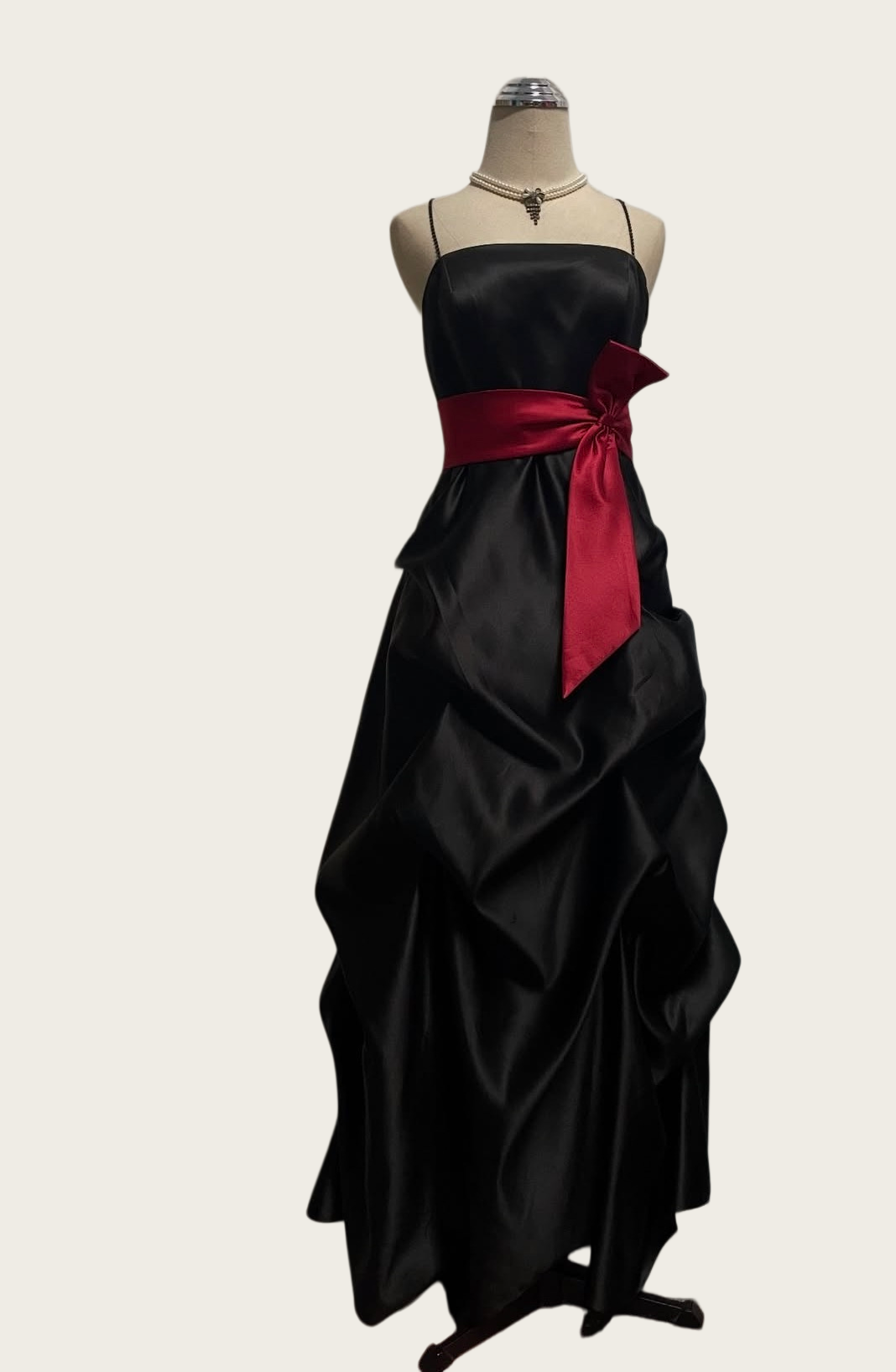 Spaghetti Strap Black Satin Prom Dress A Line Evening Dress J10395