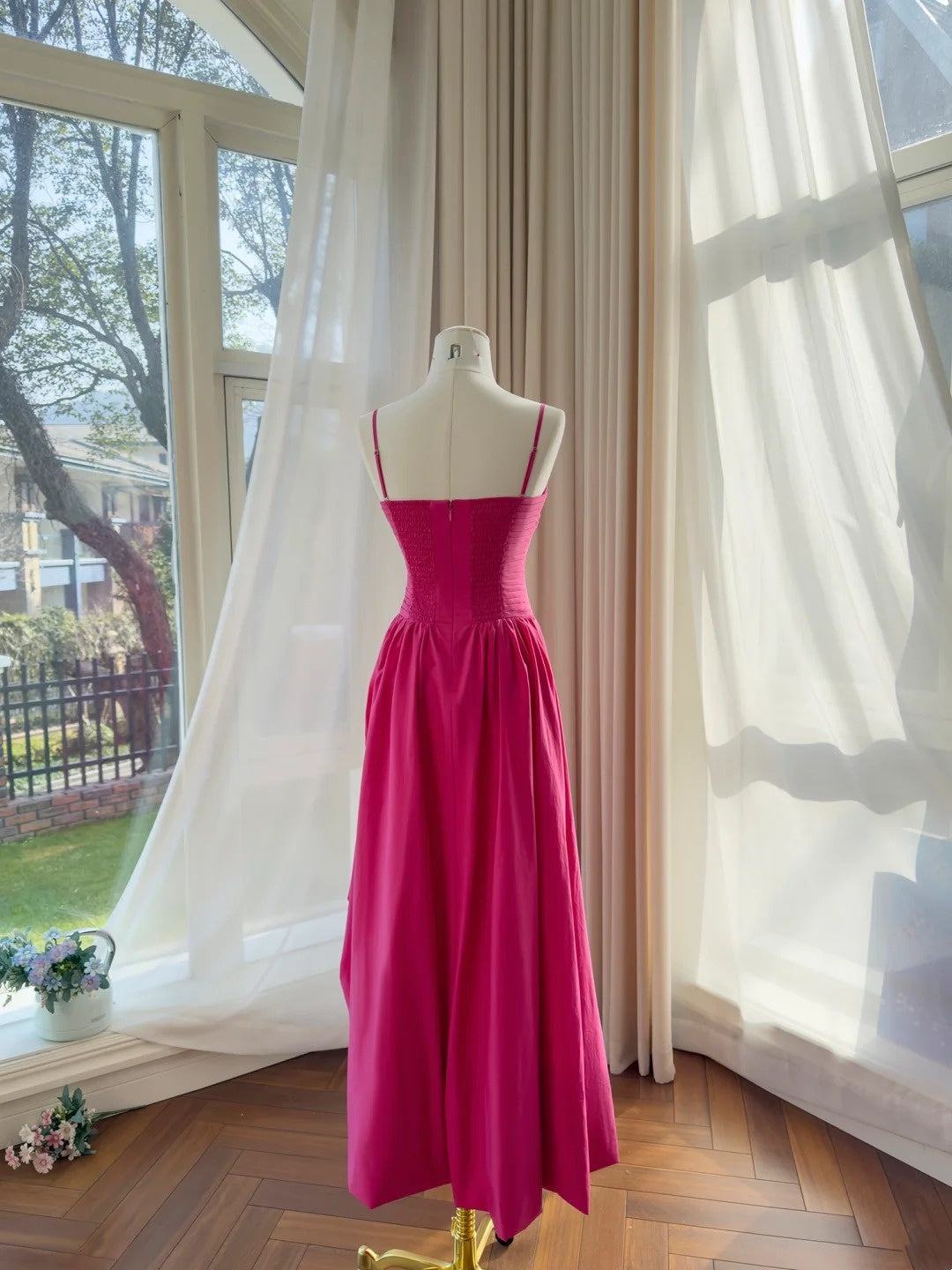 Spaghetti Strap Hot Pink A Line Prom Dress Birthday Dress J10283