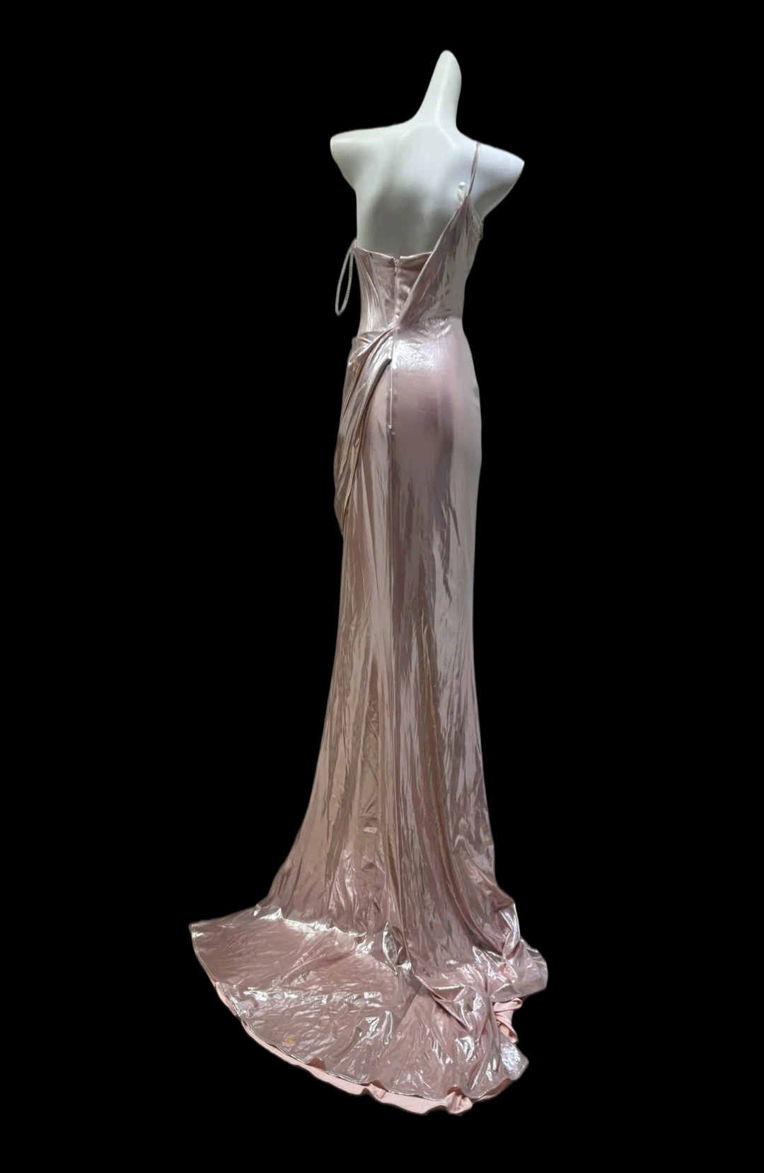 Spaghetti Strap Pink Prom Dress Mermaid Evening Gown