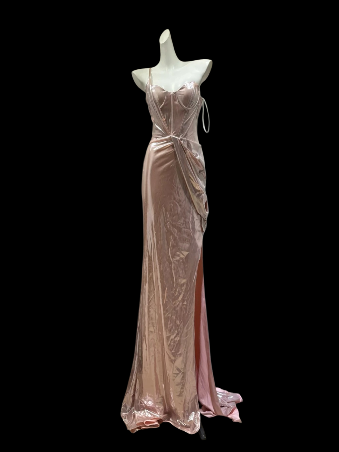 Spaghetti Strap Pink Prom Dress Mermaid Evening Gown