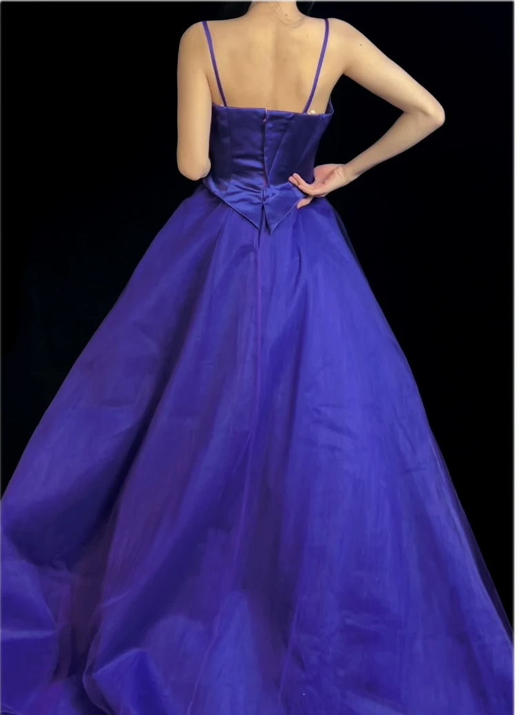 Spaghetti Strap Purple Retro Prom Dress A-Line Evening Gown