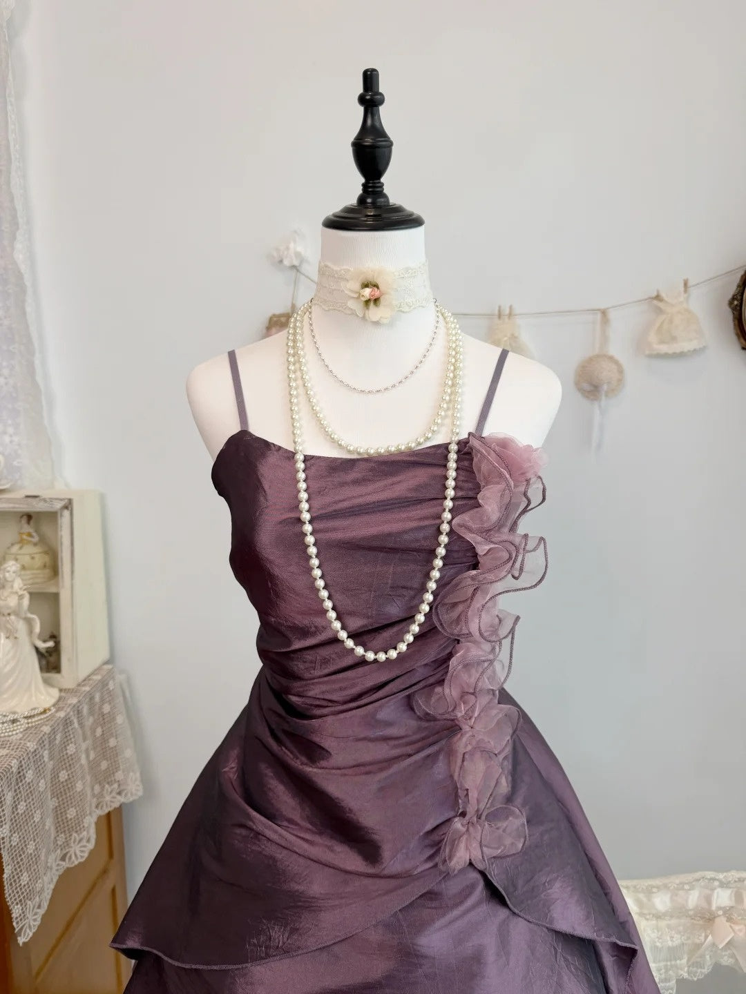 Spaghetti Strap Purple Taffeta A-Line Homecoming Dress