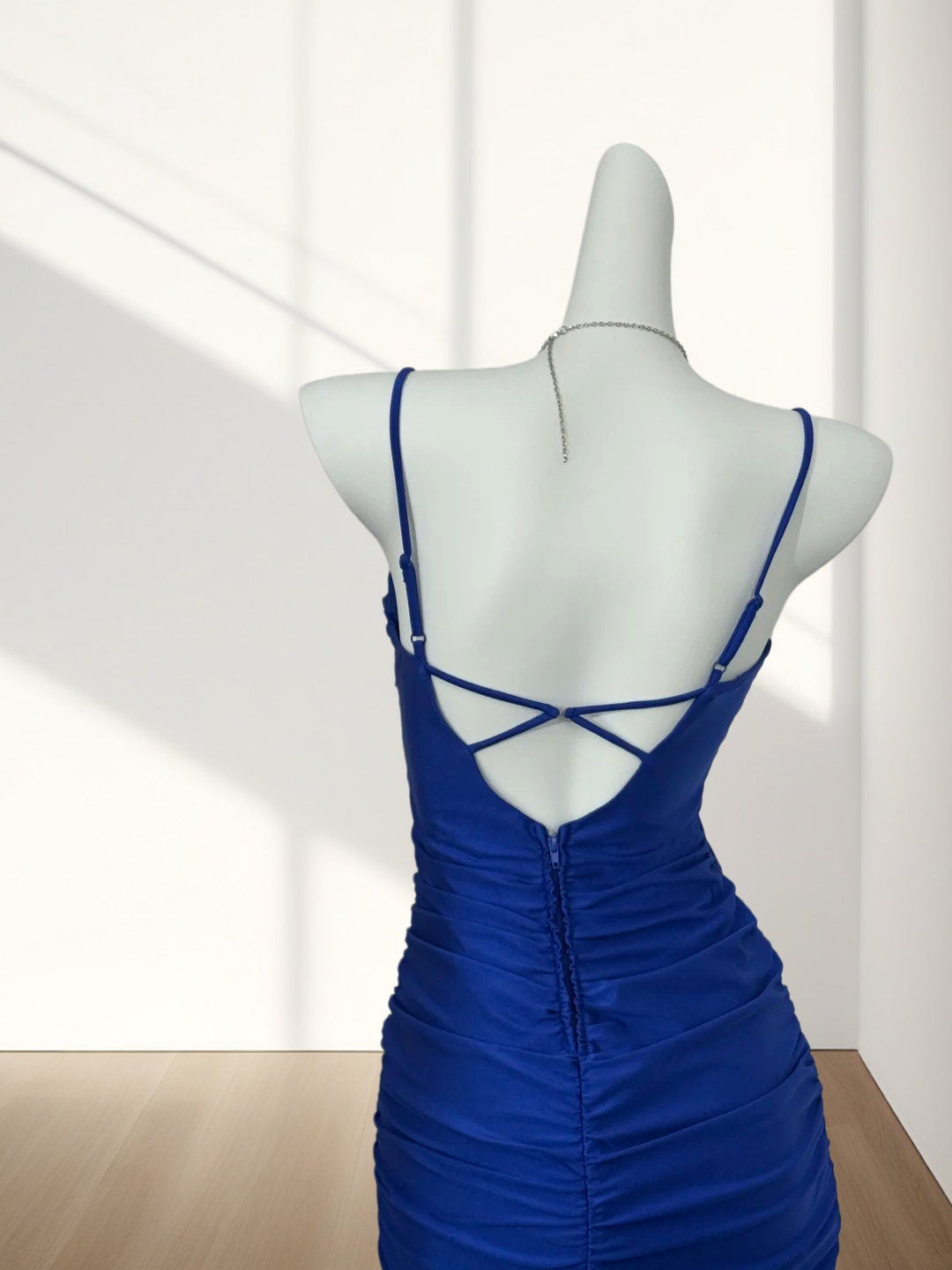 Spaghetti Strap Royal Blue Sheath Homecoming Dress J10257