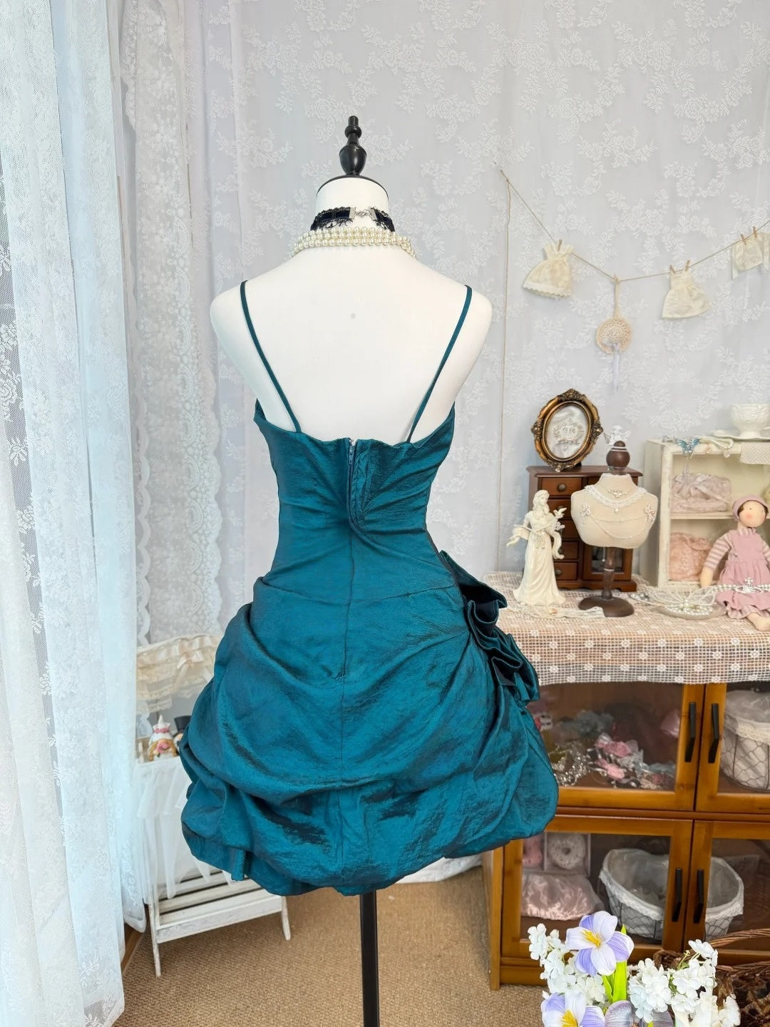 Spaghetti Strap Turquoise Short Homecoming Dress J10328