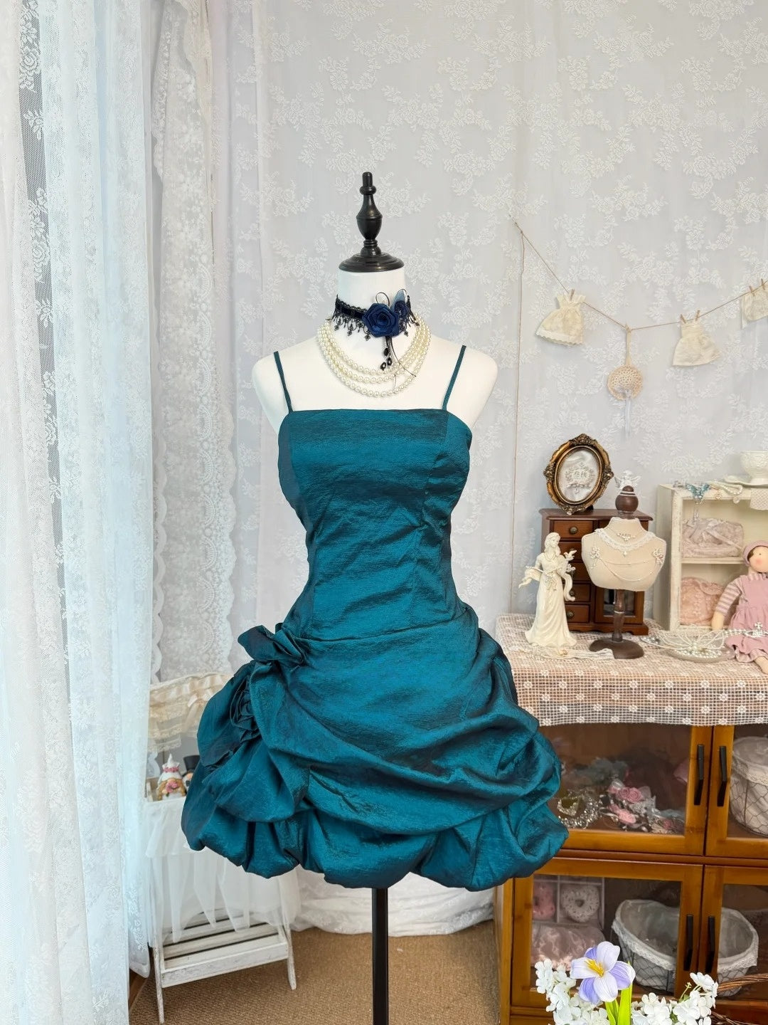 Spaghetti Strap Turquoise Short Homecoming Dress J10328