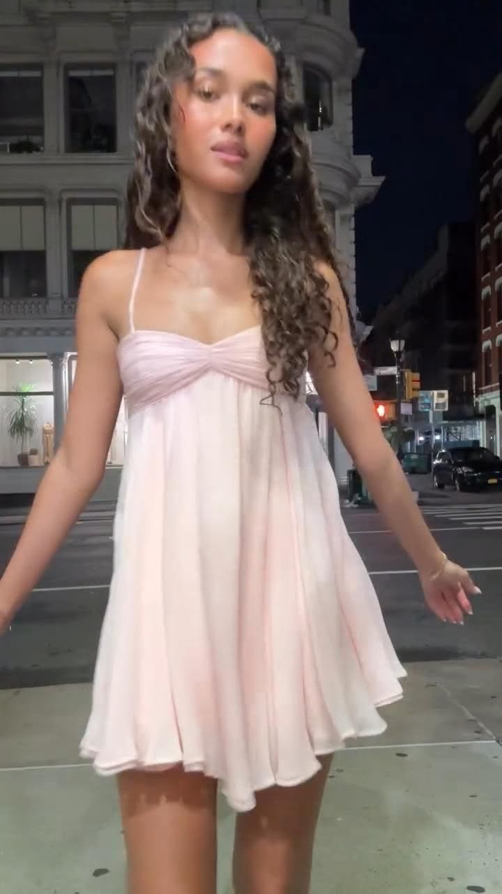 Spaghetti Straps A-Line Pink Chiffon Homecoming Dress
