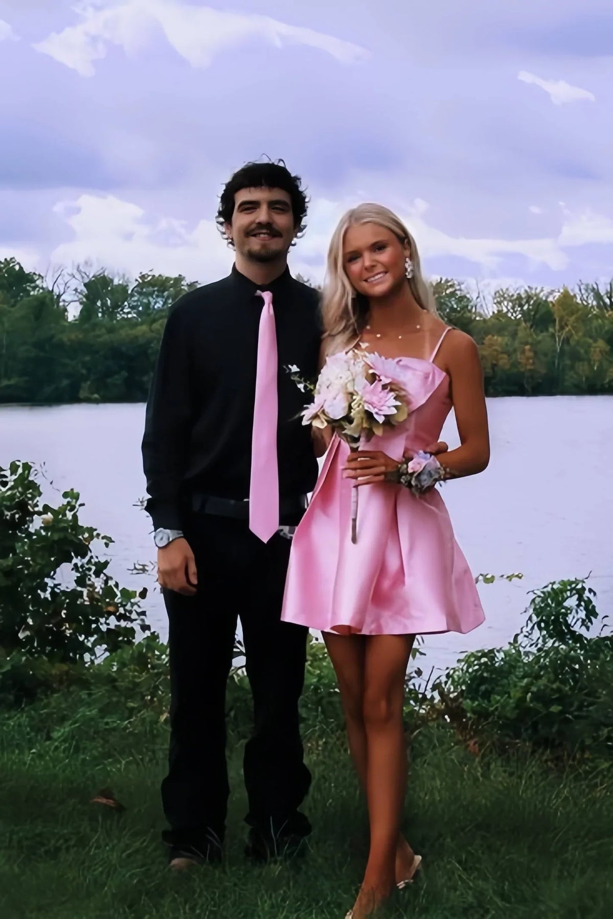 Spaghetti Straps A-Line Satin Homecoming Dress With Bow Knot