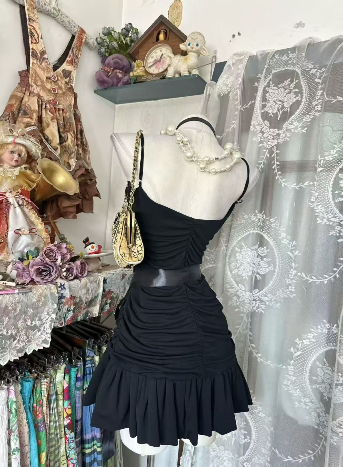 Spaghetti Straps Black Short Homecoming Dress A Lien Birthday Dress