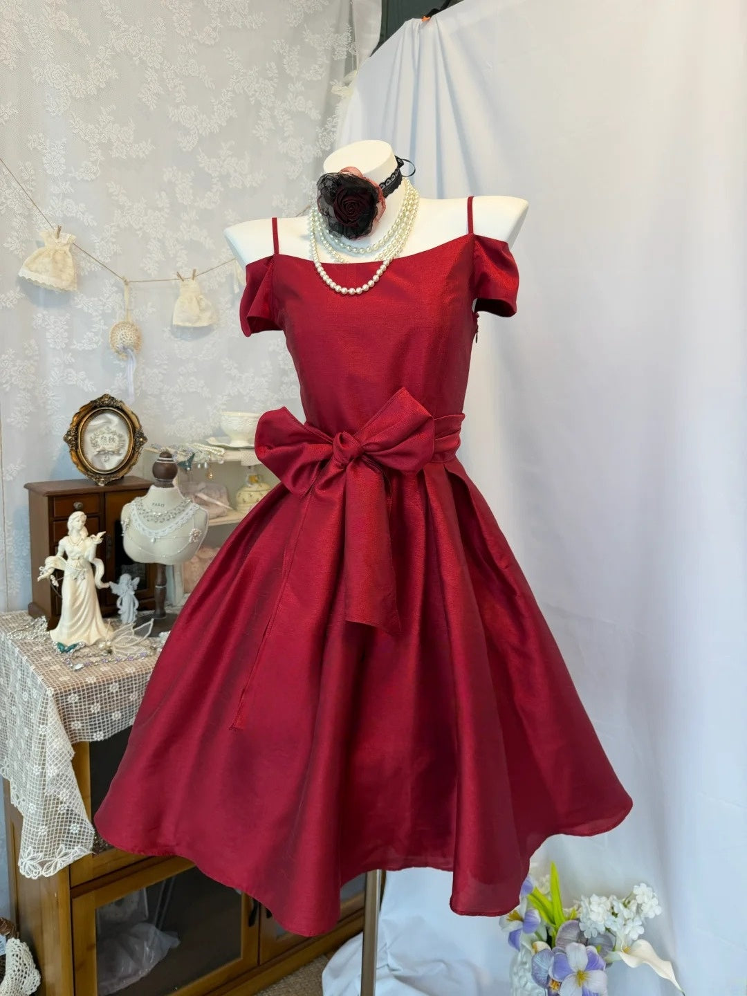 Spaghetti Straps Burgundy Short Homecoming Dress A-Line Birthday Dress