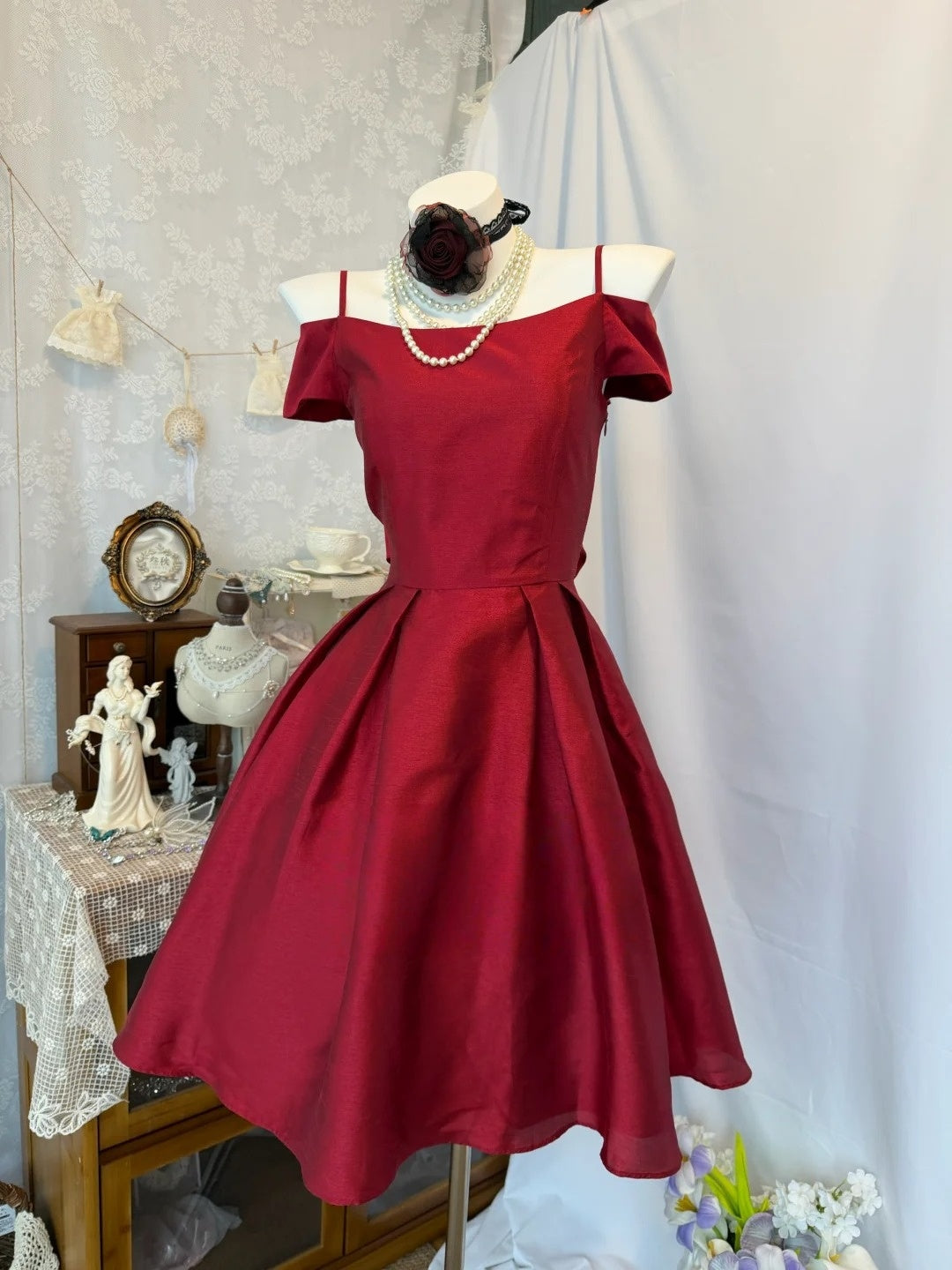 Spaghetti Straps Burgundy Short Homecoming Dress A-Line Birthday Dress
