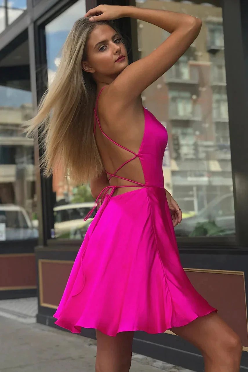 Spaghetti Straps Criss Cross Homecoming Dress (ZD11682)