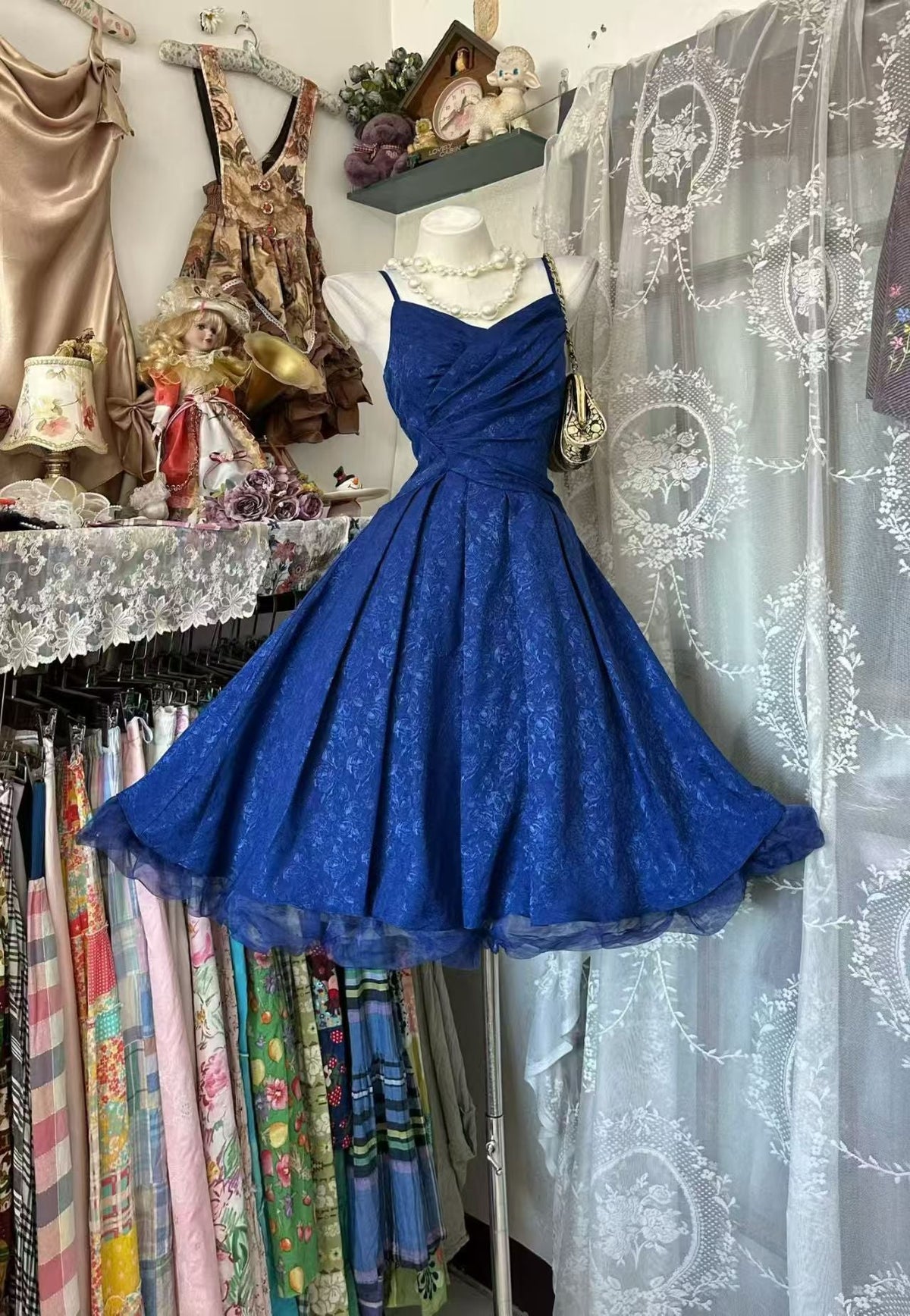 Spaghetti Straps Royal Blue Short Homecoming Dress