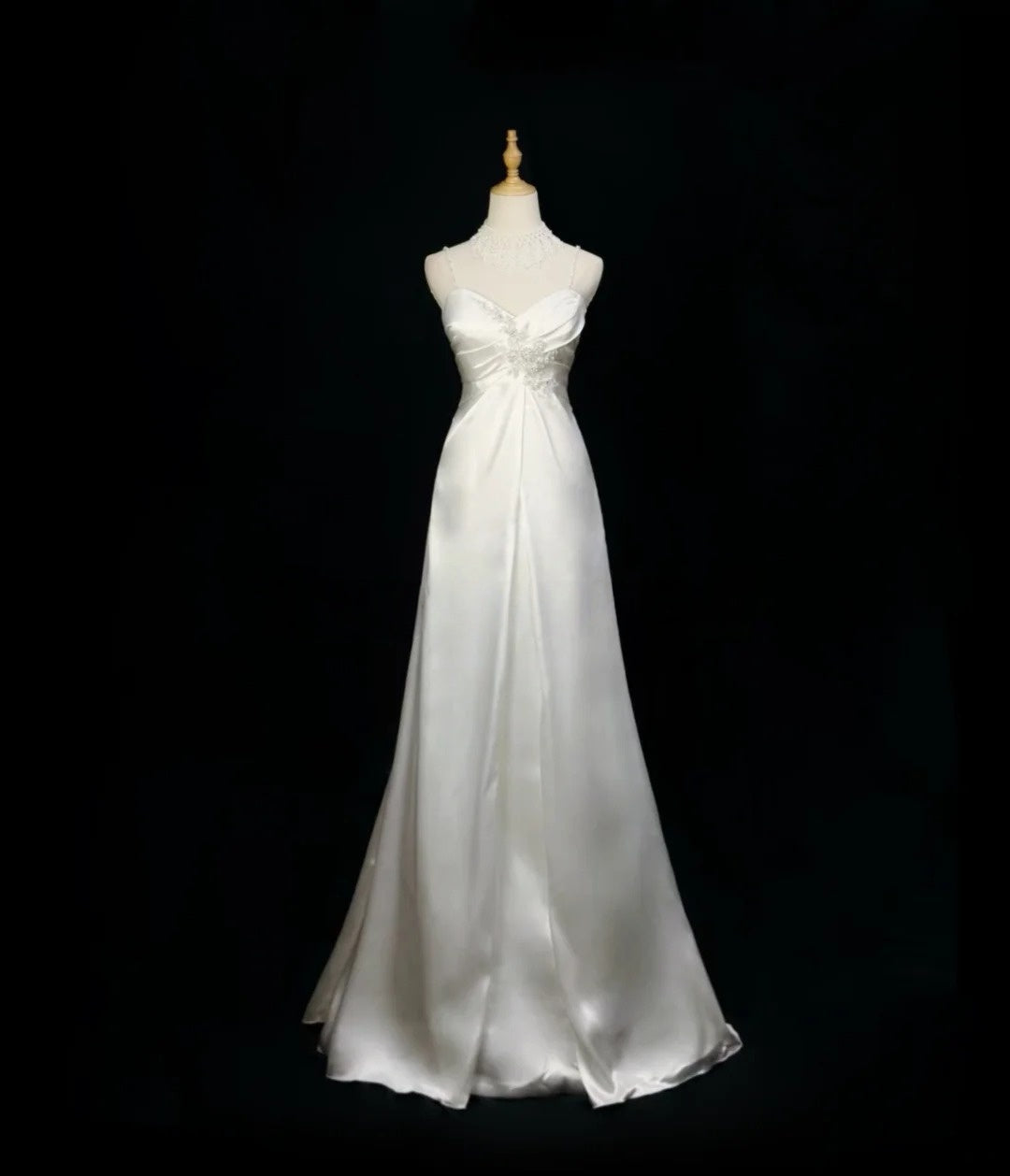 Spaghetti Straps White Retro Wedding Dress For Bride J10883