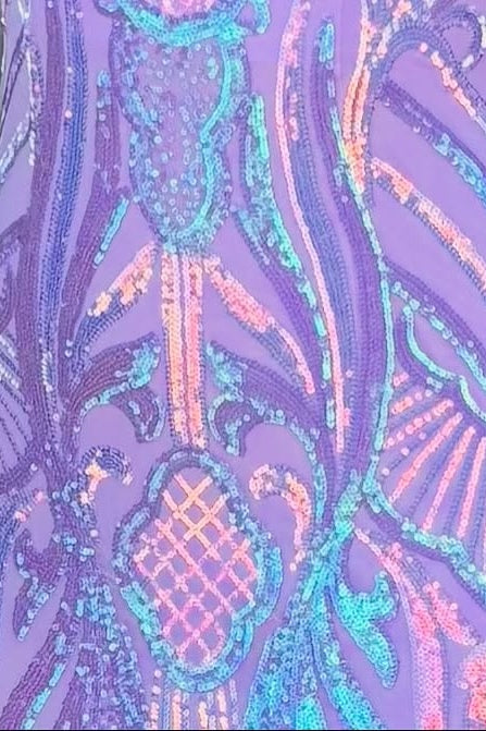 Sparkly Mermaid One Shoulder Lilac Sequins Long Prom Dress with Keyhole