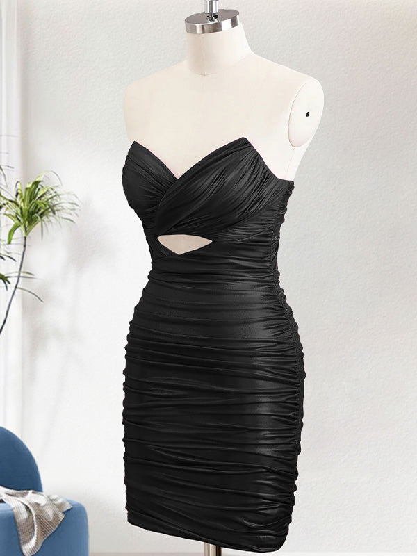 Sparkly Bodycon Sweetheart Ruched Short Homecoming Dress