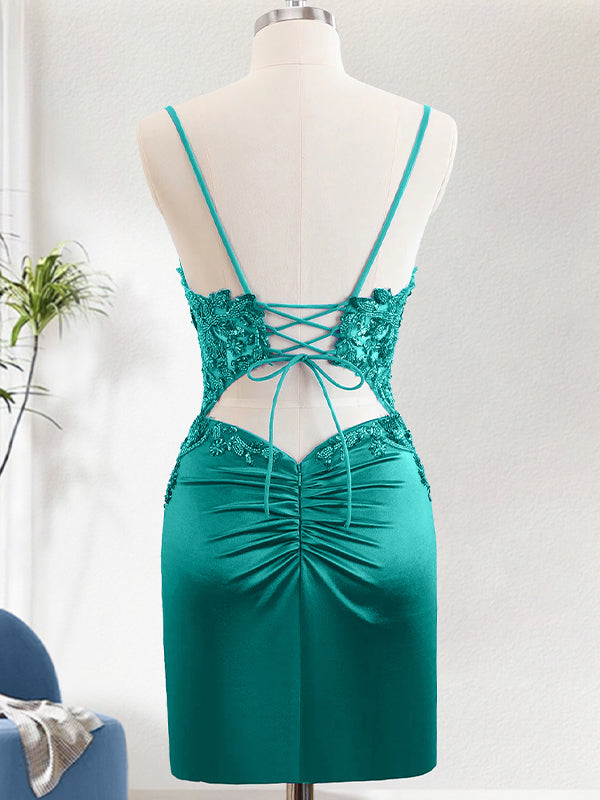 Sparkly Sequin Tight Homecoming Dress With Lace Up Back